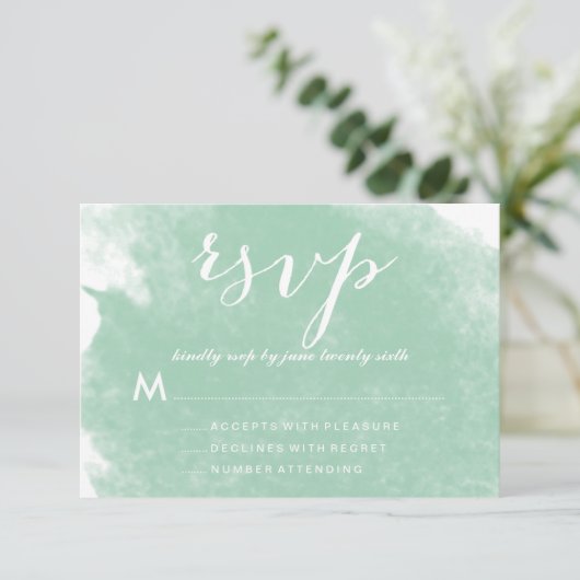 CARTES RSVP DE MARIAGE DE COULEUR D'EAU VERT À LA (Debout devant)