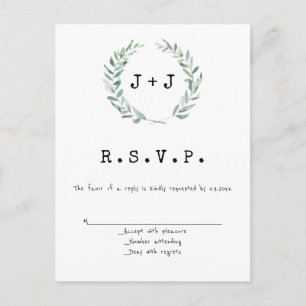 Cartes RSVP de mariage de couronne moderne