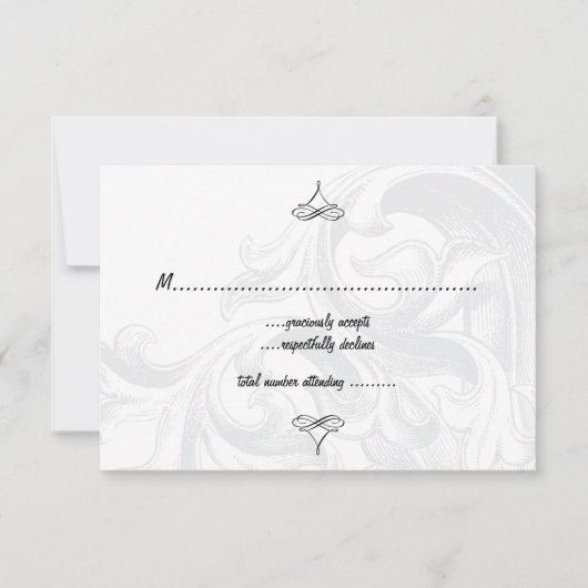 Cartes RSVP de mariage de défilement élégantes (Devant)