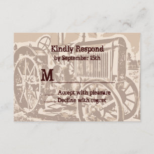 Cartes RSVP de mariage de ferme de tracteur antiqu