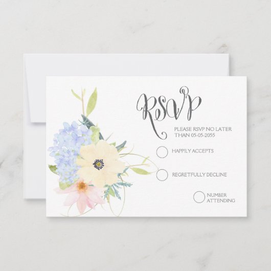 Cartes RSVP de mariage de germes floraux de printe (Devant)