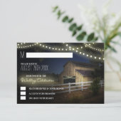 Cartes RSVP de mariage de grange rustique avec gui (Debout devant)