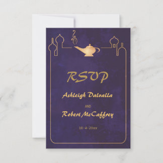 Cartes RSVP de Mariage de Lampe Magique Arabe