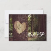 Cartes RSVP de mariage de l'arbre rustique du coeu (Dos)