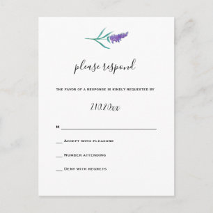 Cartes RSVP de mariage de lavande aquarelle