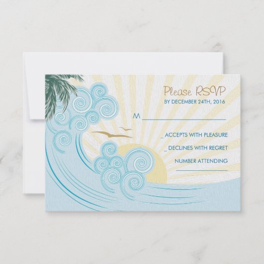 Cartes RSVP de mariage de plage (Devant)