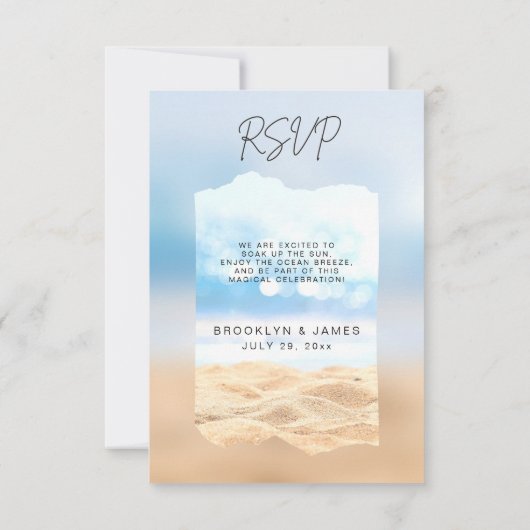 Cartes RSVP de mariage de plage (Dos)