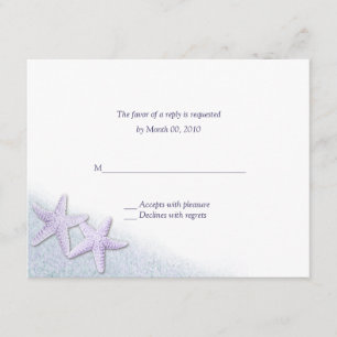 Cartes RSVP de Mariage de Plage de Starfish violet