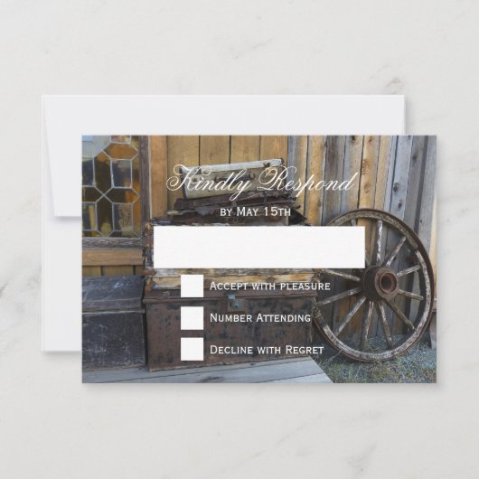 Cartes RSVP de mariage de roue rustique en Wagon (Devant)