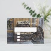 Cartes RSVP de mariage de roue rustique en Wagon (Debout devant)