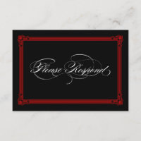 Cartes RSVP de mariage de style Poster rouge et no