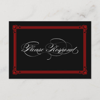 Cartes RSVP de mariage de style Poster rouge et no