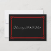 Cartes RSVP de mariage de style Poster rouge et no (Devant)