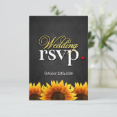 Cartes RSVP de mariage de tournesol en tableau noi (Debout devant)