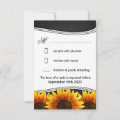 Cartes RSVP de mariage de tournesol en tableau noi (Dos)