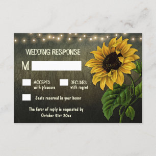 Cartes RSVP de Mariage de tournesol Rustique