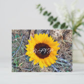Cartes RSVP de mariage de tournesol rustique (Debout devant)