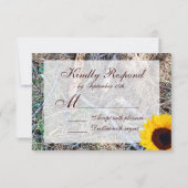 Cartes RSVP de mariage de tournesol rustique (Dos)