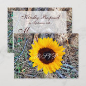 Cartes RSVP de mariage de tournesol rustique (Devant / Derrière)