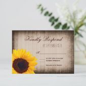 Cartes RSVP de mariage de tournesol rustique (Debout devant)