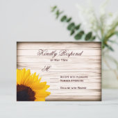 Cartes RSVP de mariage de tournesol rustique (Debout devant)