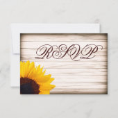 Cartes RSVP de mariage de tournesol rustique (Dos)