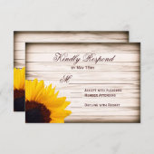 Cartes RSVP de mariage de tournesol rustique (Devant / Derrière)