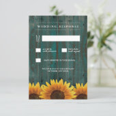 Cartes RSVP de mariage de tournesol turquoise et B (Debout devant)