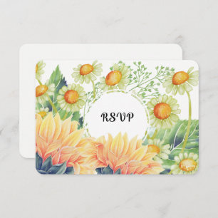 Cartes RSVP de Mariage de Tournesols Rustiques
