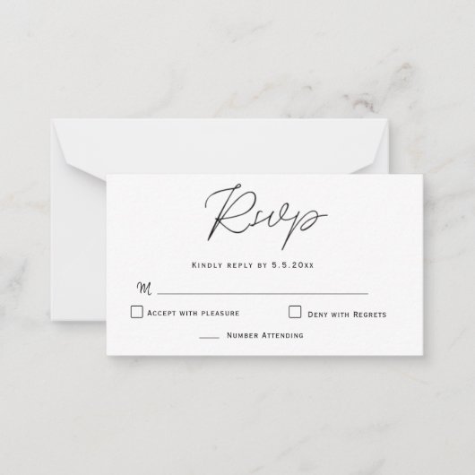 Cartes RSVP de Mariage de Typographie Élégante du  (Devant)
