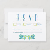 Cartes RSVP de mariage des Inséparables Peacock mo (Devant)