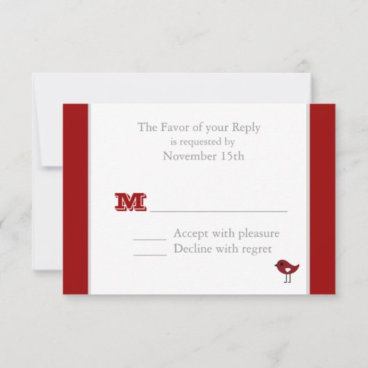 Cartes RSVP de mariage des Inséparables rouges (Dos)