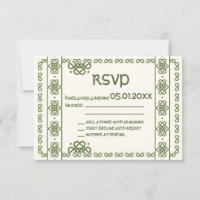 Cartes RSVP de mariage des noeuds celtiques verts