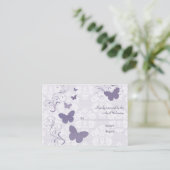 Cartes RSVP de mariage des papillons violets (Debout devant)