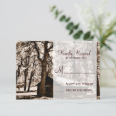Cartes RSVP de mariage des pins Cabines rustiques (Debout devant)