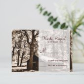 Cartes RSVP de mariage des pins Cabines rustiques (Debout devant)