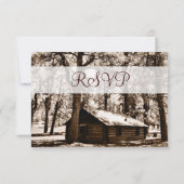 Cartes RSVP de mariage des pins Cabines rustiques (Dos)