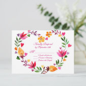 Cartes RSVP de Mariage du Coeur Floral moderne (Debout devant)