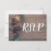 Cartes RSVP de mariage du cône de pin rustique en  (Dos)