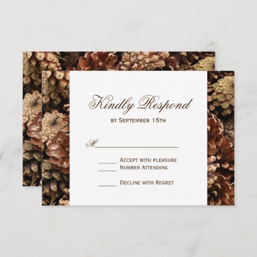 Cartes RSVP de mariage du pin rustique (Devant / Derrière)
