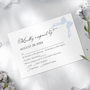Cartes RSVP de mariage   Dusty Blue Bow Calligraph