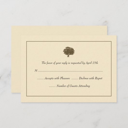Cartes RSVP de mariage élégant dans l'arbre (Devant / Derrière)