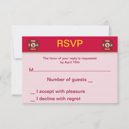 Cartes RSVP de mariage EMT Secourt incendie (Devant)