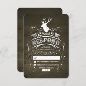 Cartes RSVP de mariage en bois de cerf rustique (Devant / Derrière)