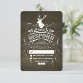 Cartes RSVP de mariage en bois de cerf rustique (Debout devant)