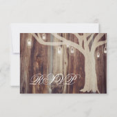 Cartes RSVP de mariage en bois de chêne rustique (Dos)