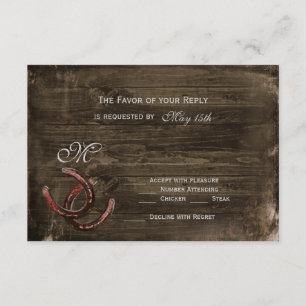 Cartes RSVP de Mariage en Bois de fer à cheval rus