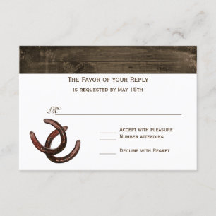 Cartes RSVP de Mariage en Bois de fer à cheval rus