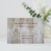 Cartes RSVP de mariage en bois vintage (Debout devant)
