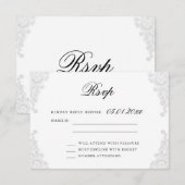 Cartes RSVP de mariage en dentelle blanche élégant (Devant / Derrière)
